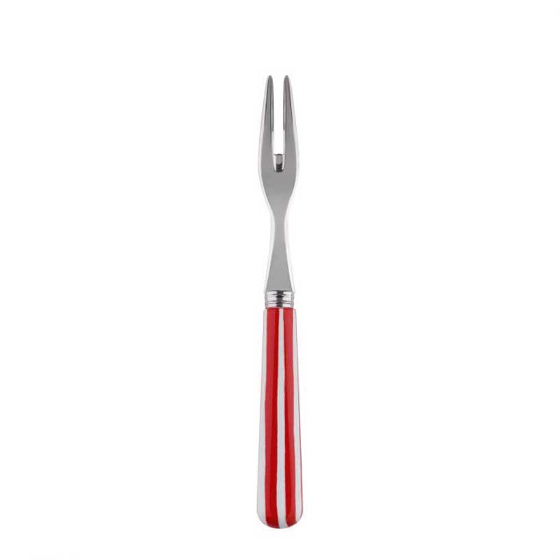 White Stripe Red Cocktail Fork
