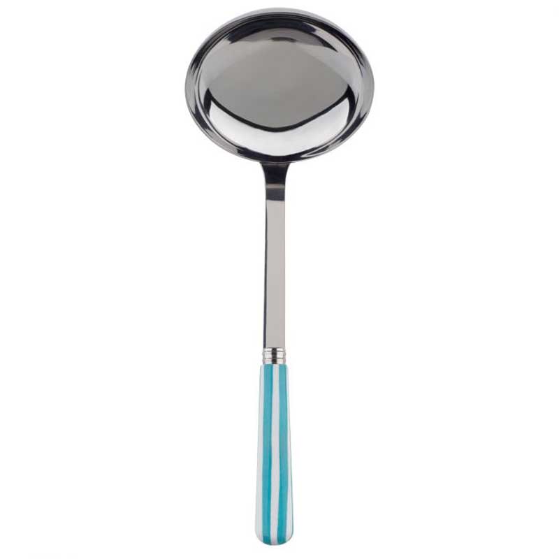 White Stripe Turquoise Ladle