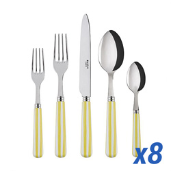 A photo of White Stripe Yellow 40pc Service for 8