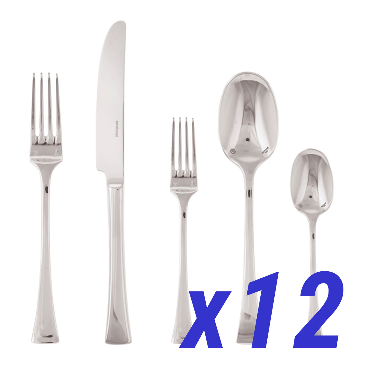 Triennale Silverplate 60 Piece Service for 12 Solid Handle