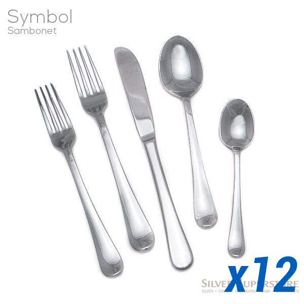 Symbol Silverplate 60 Piece Service for 12 Solid Handle