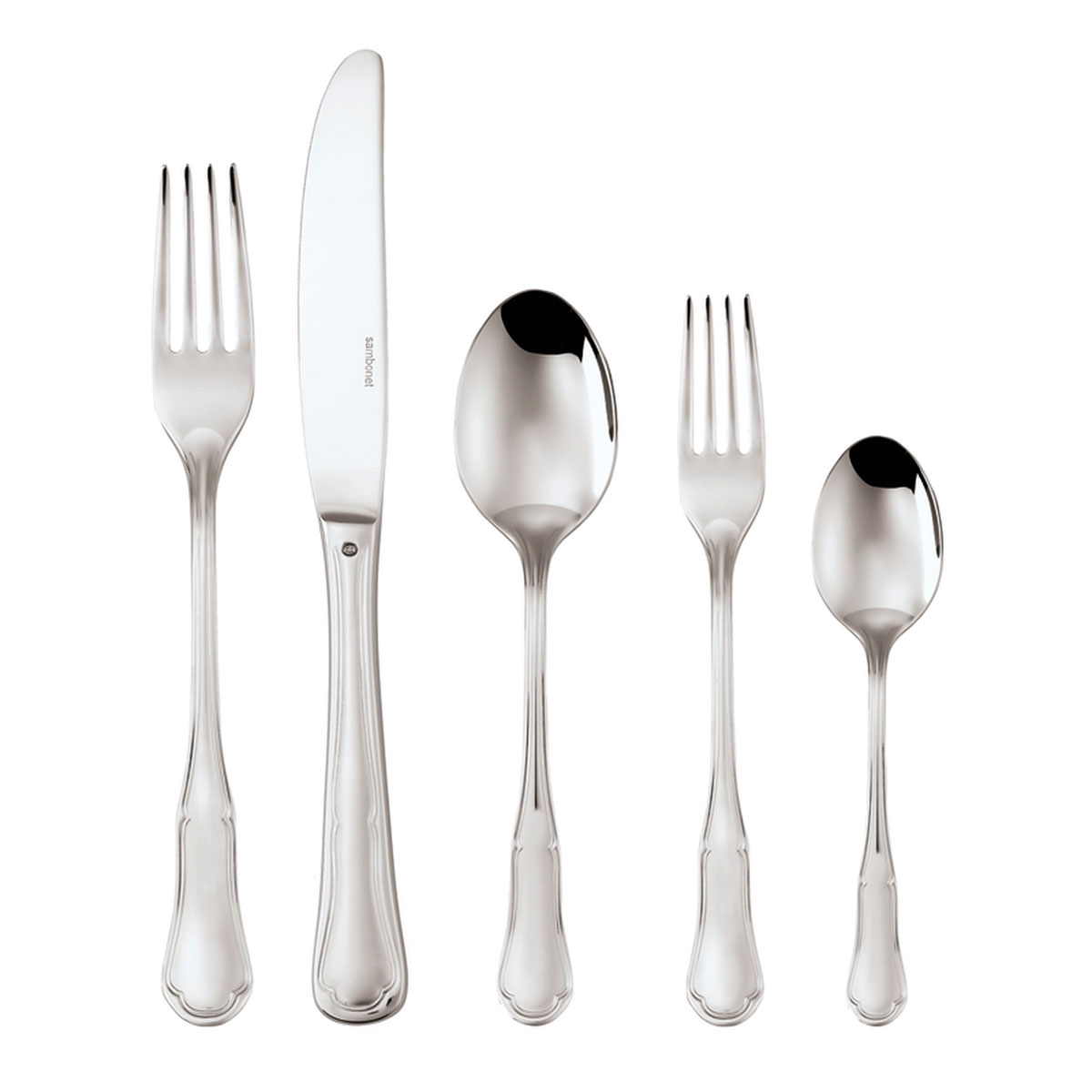 Petit Baroque 5 Piece Place Setting, Solid Handle