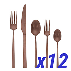 A photo of Linea Q Copper Vintage 60pc Service for 12