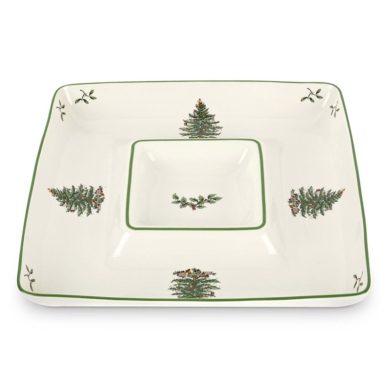 Christmas Tree Square Chip and Dip, 12.5in.