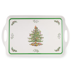 A photo of Christmas Tree Large Melamine Tray with Handle