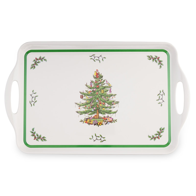 Christmas Tree Large Melamine Tray with Handle