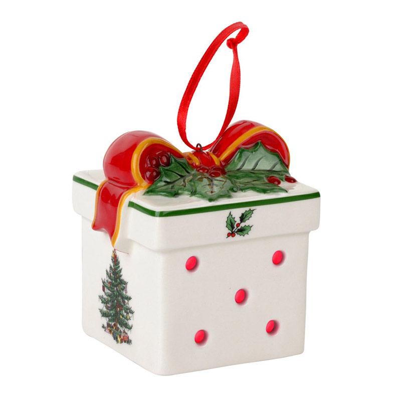 Christmas Tree Multicolor LED Gift Box Ornament Spode