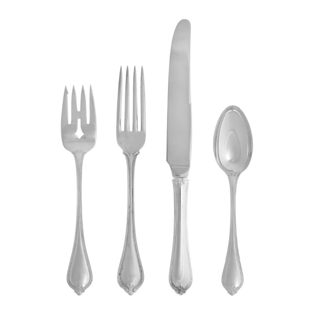 Floral styled 4 piece sterling silver place setting