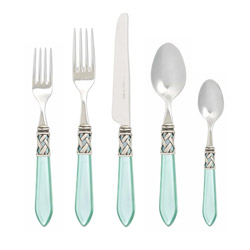 A photo of Aladdin Antique Aqua 5 Piece Place Setting