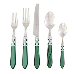 A photo of Aladdin Brilliant Green 5pc Place Setting