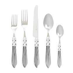 A photo of Aladdin Brilliant Light Gray 5pc Place Setting