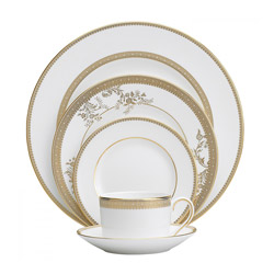 A photo of Vera Lace Gold 5pc Place Setting
