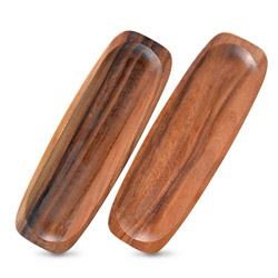 A photo of Kona Wood Rectangular Platter, 12 Inch, Set of 2