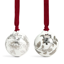 Festive Tonquin Ornament Pair Silver