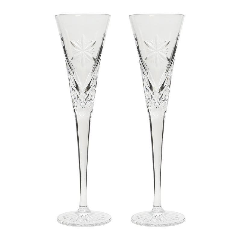 Etched Anniversary Reed and Barton Crystal Champagne Flute Set