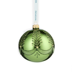 A photo of Holiday Heirlooms Green Bauble Glass Ornament