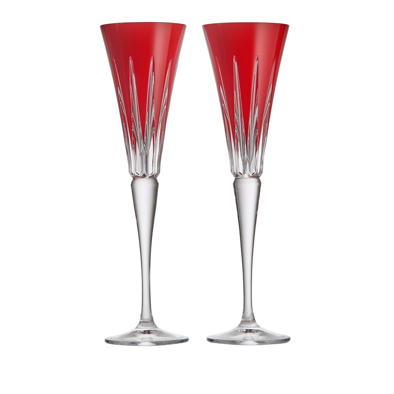New Years Fireworks Flute Pair, Red