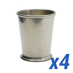 A photo of Pewter Mint Julep Plain 10oz. Satin, Set of 4