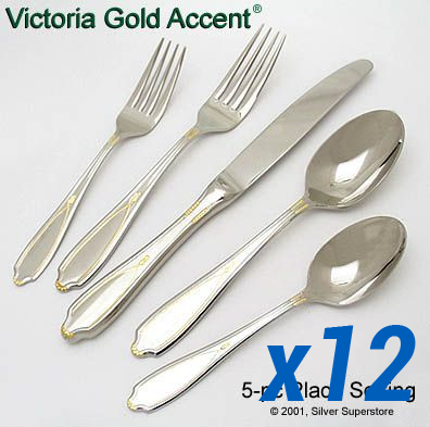 Victoria Gold Accent 60pc Service for 12