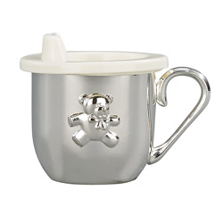 A photo of Teddy Bear Baby Cup with Lid Silverplate