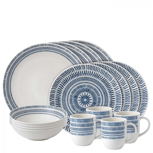 Cobalt Blue Chevron 16pc Service for 4