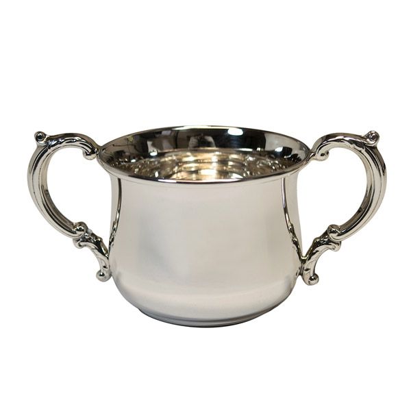 Empire Double Handle Pot Belly Sterling Baby Cup at Silver Superstore