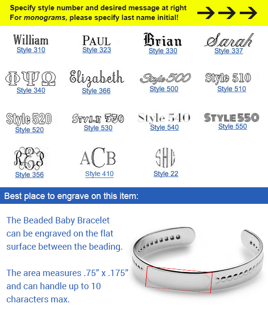 Engraving on Empire Silver Baby Bracelet