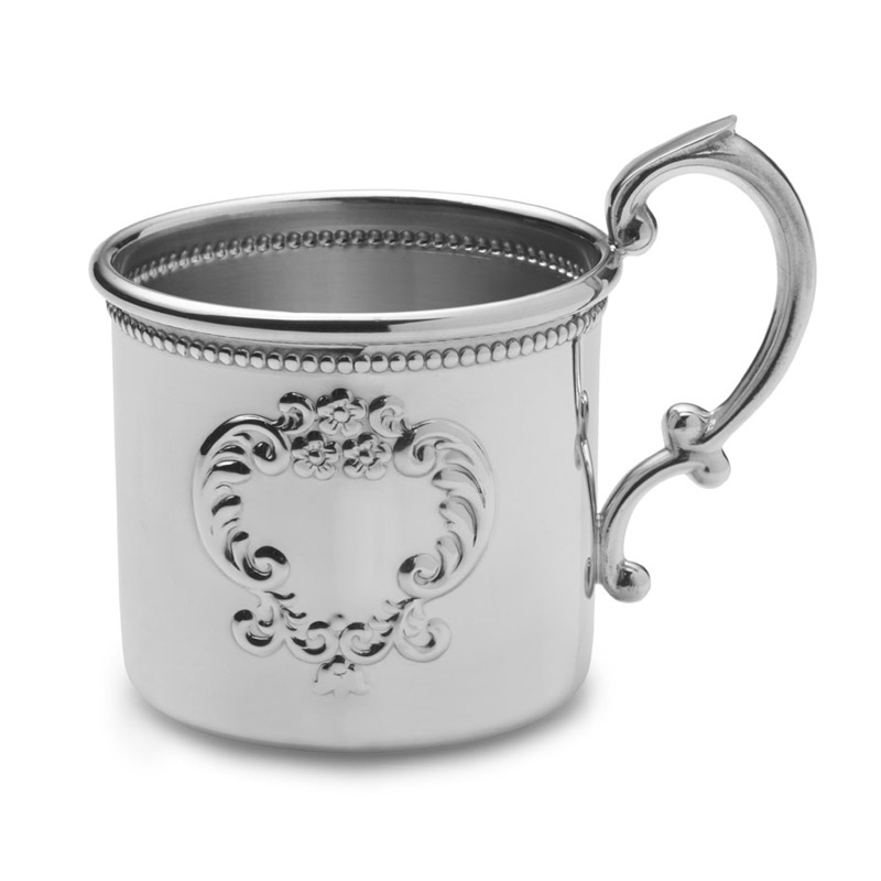 Beaded Embossed Baby Cup, Pewter