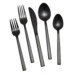A photo of Arezzo Brushed Black 5pc Place Setting