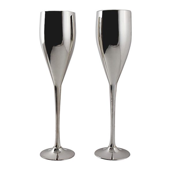 Silver Champagne Flutes By Inger Champagne Flutes Pair