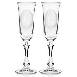 A photo of Bride and Groom Toasting Flutes (set of 2)