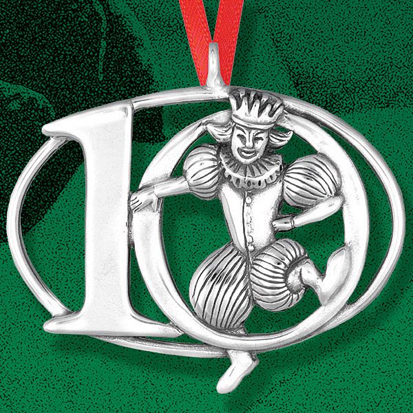 hand hammer ten lords a leaping silver christmas ornament engravable sterling silver christmas ornaments