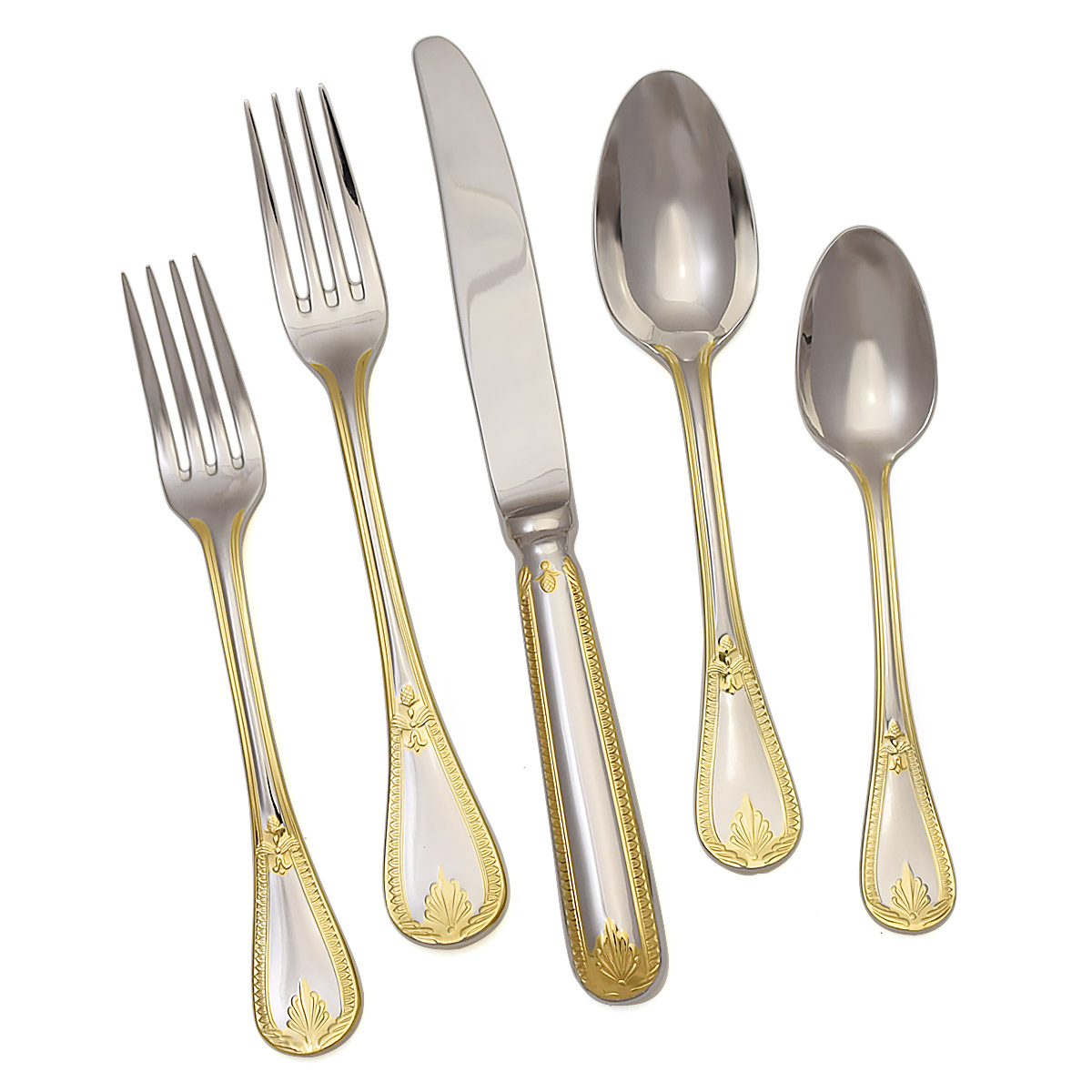 5pc Place Setting, Gold Accent