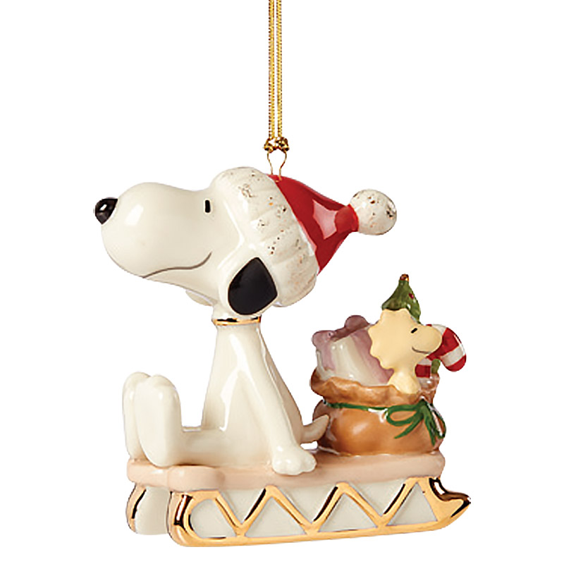 Lenox Snoopy Sledding Into the Holidays Porcelain Ornament