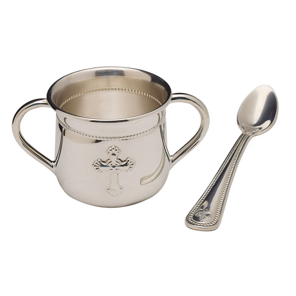 baby silver cup and spoon set