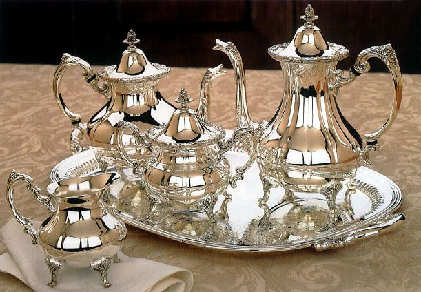 Burgundy Silverplated Tea Set By Reed And Barton Silversuper Reed And Barton Silverplated Burgundy 5 Pc With Tray Tea Set
