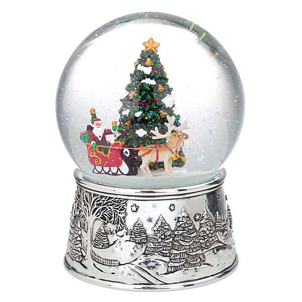 reed barton santa sleigh silver musical snowglobe reed and barton christmas bells