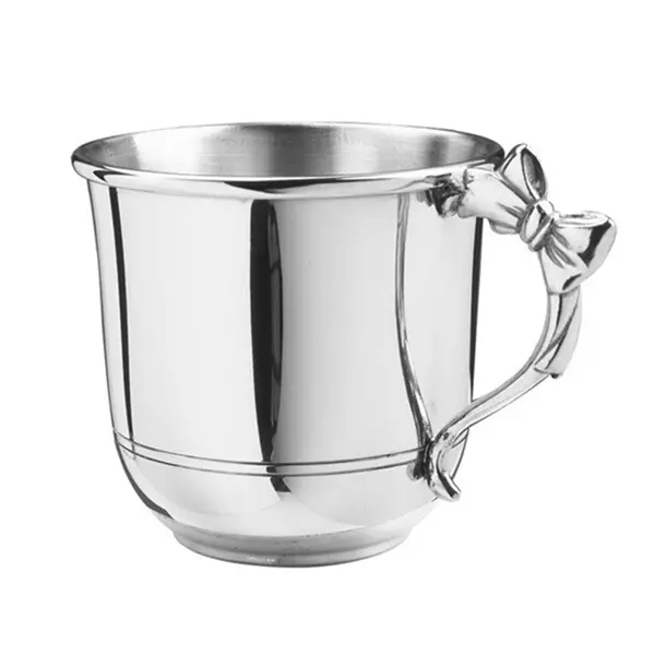 Elegantly silver cup with bow on handle