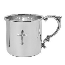 A photo of Scroll Handle Baby Cup with Cross