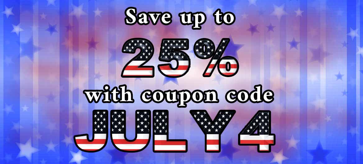 Save up to 25% with coupon code JULY4