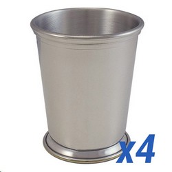 A photo of Pewter Mint Julep Plain 8oz Bright, Set of 4