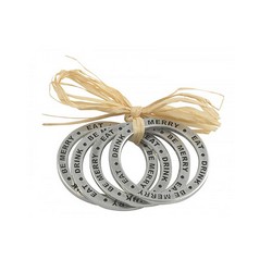 A photo of Eat, Drink, Be Merry Napkin Rings Set of 4