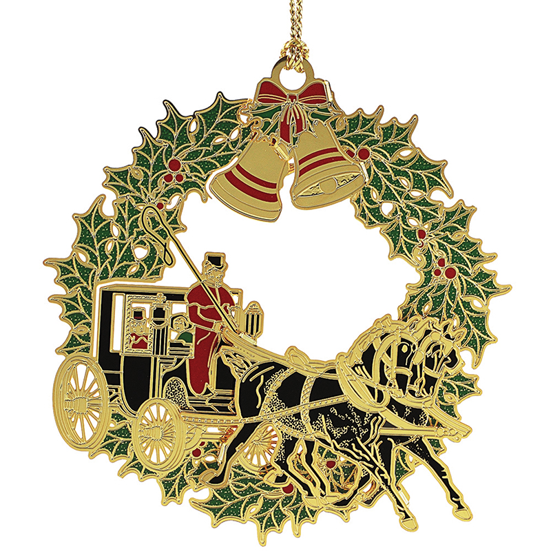christmas horse and buggy ornament chemart ornaments engraved christmas ornaments silver
