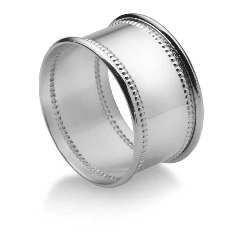 Sterling silver napkin rings Beaded border Engraving Available