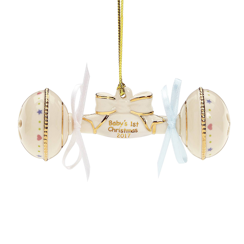 2017 baby 39 s first christmas ornament baby rattle lenox engraved baby first christmas ornament