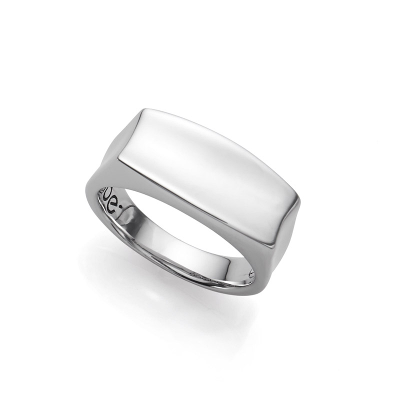 Silver men's ring from Nambe featuring concave design. 
