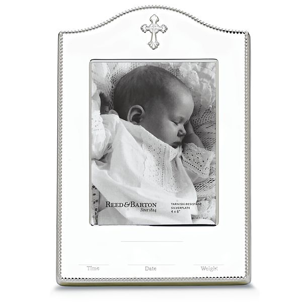 Reed & Barton Abbey Silver Plate Birth Record Picture Frame