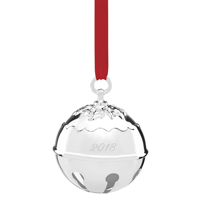 Reed and Barton 2018 Holly Bell Ornament | Reed and Barton Christmas Tree Decorations | Silver