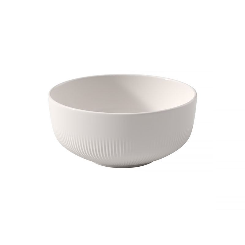 off white modern bowl with scalloped edge