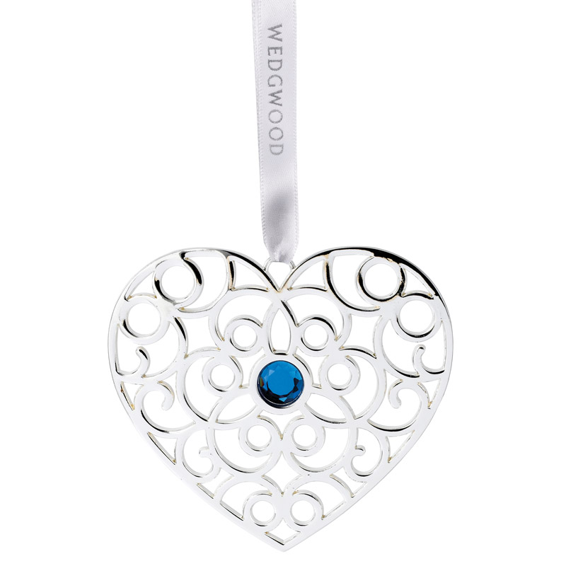wedgwood silver filigree heart blue christmas ornament wedgwood